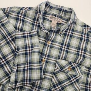 Duluth Trading green plaid weastern style long sleeve shirt‎ mens size LT L Tall